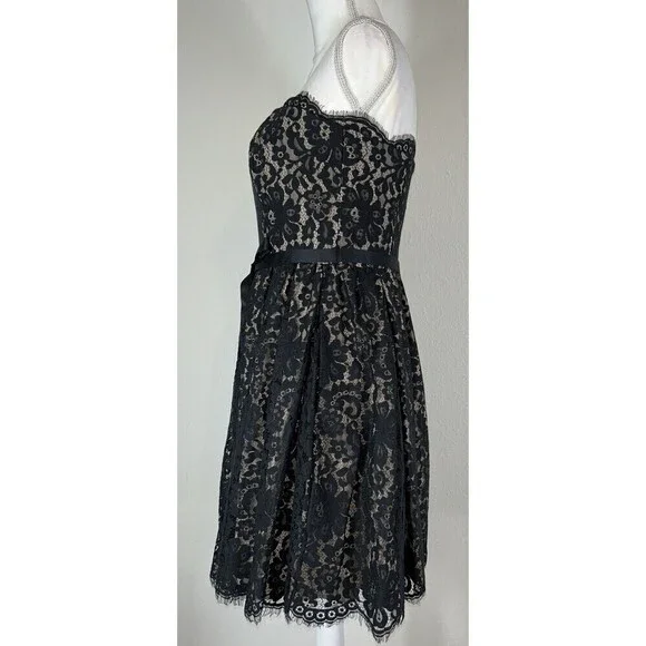 Robert Rodriguez Neiman Marcus Target Black Lace Strapless Cocktail Dress Size 6 - Picture 8 of 14